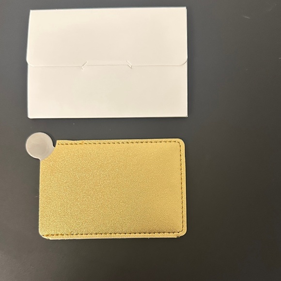 CHANEL Metallic Gold Card Holder w No Shatter Compact Mirror. New in Box - Picture 4 of 10